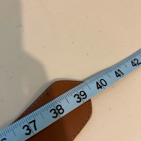 Vintage 90s Saffron Made in Italy Brown Genuine Leather Stone Buckle Belt M main image 10